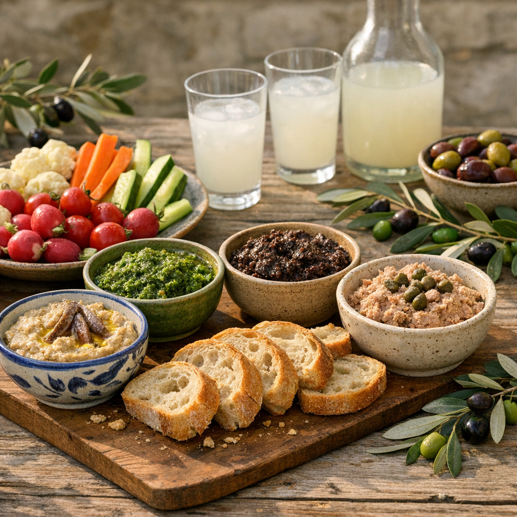 Un Apéritif Provençal se compose entre tartinades et produits