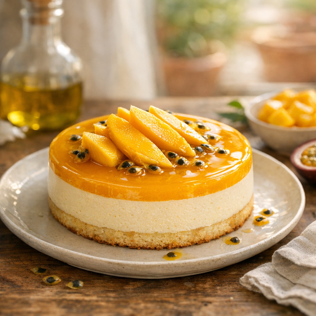 Le bavarois à la mangue : recette, mousse et miroir passion