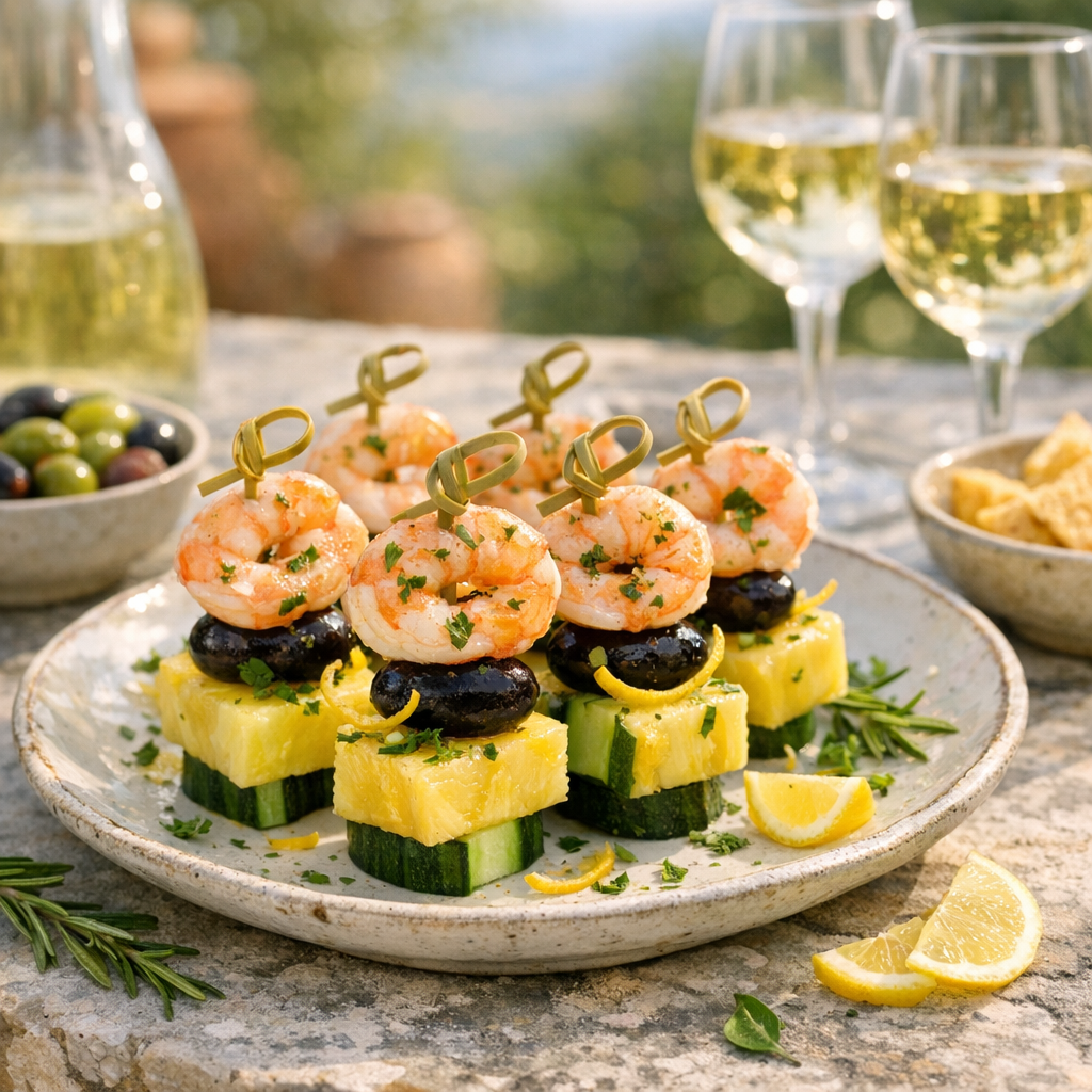 La brochette apéro crevette sans cuisson : fraîche et bien tenue