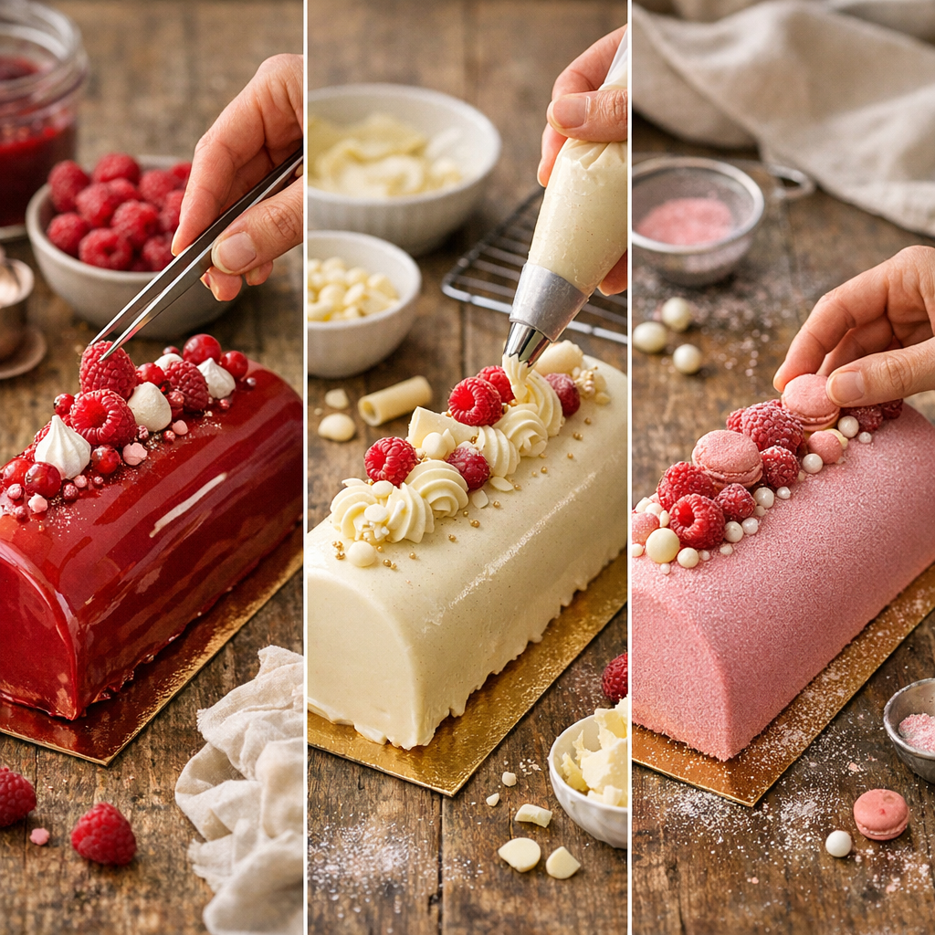 Recouvrir et décorer&nbsp;: miroir framboise, chocolat blanc ou finition poudrée