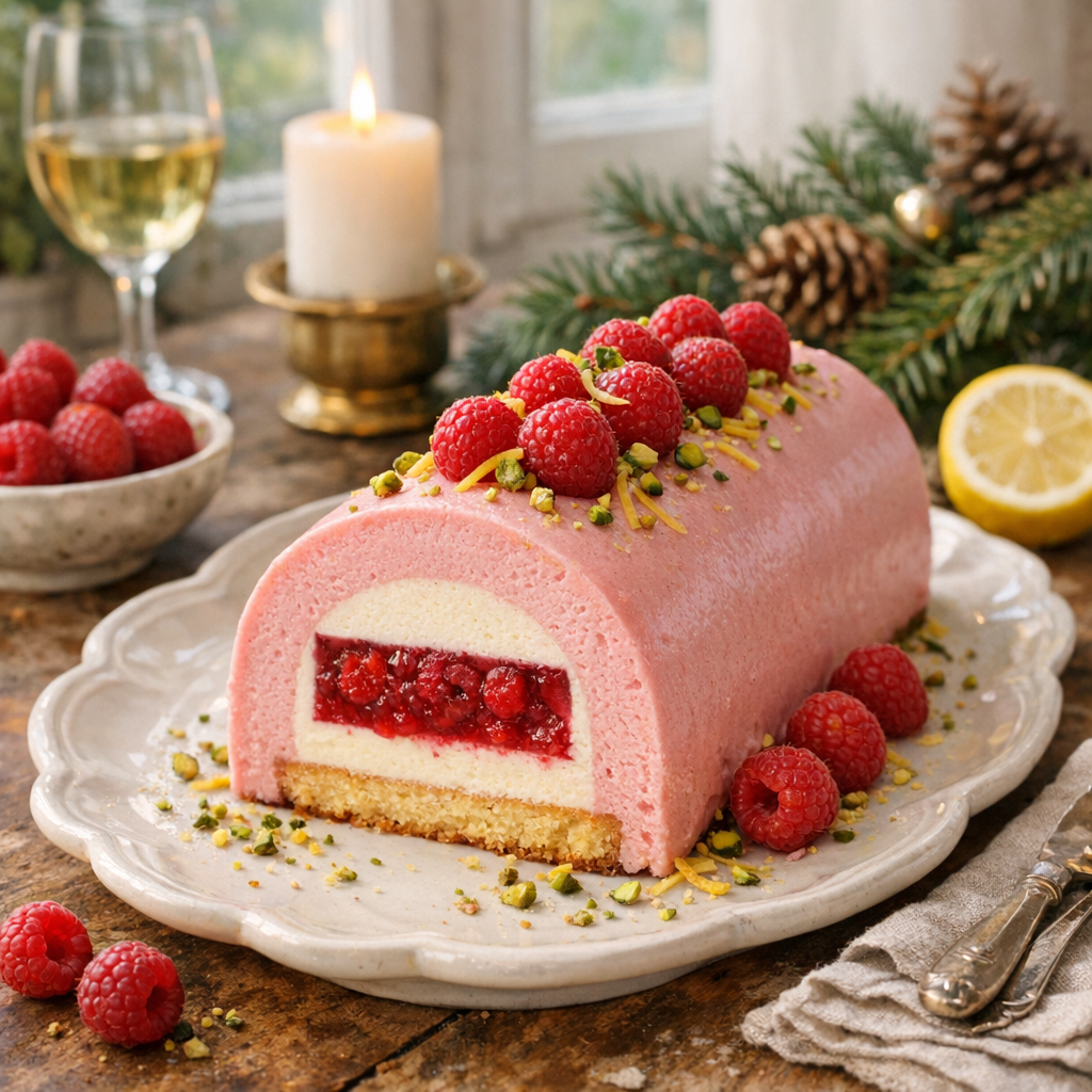 La bûche bavaroise à la framboise réussit sans lourdeur
