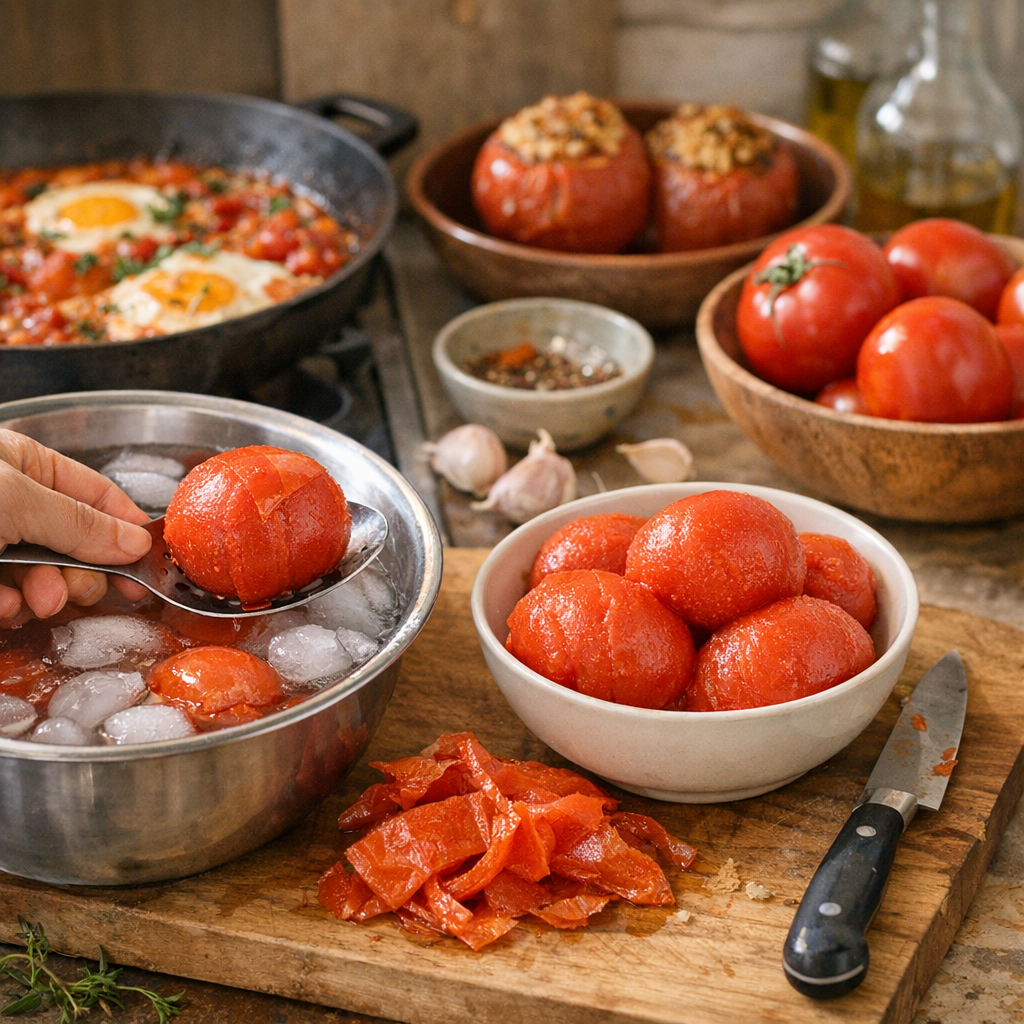 Pourquoi monder les tomates avant une sauce, une chakchouka ou des tomates farcies