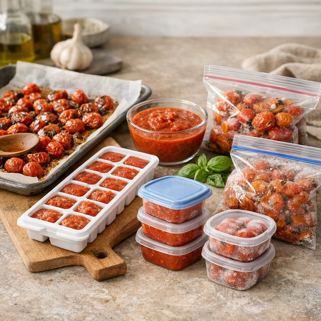 Comment congeler des tomates cerises cuites, rôties ou en coulis