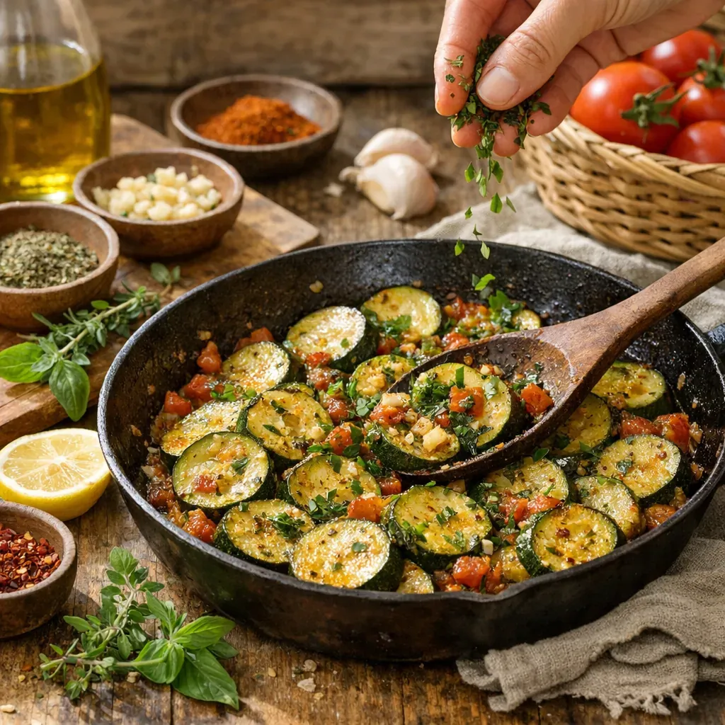 Courgettes fondantes sans eau : herbes, épices et bons gestes