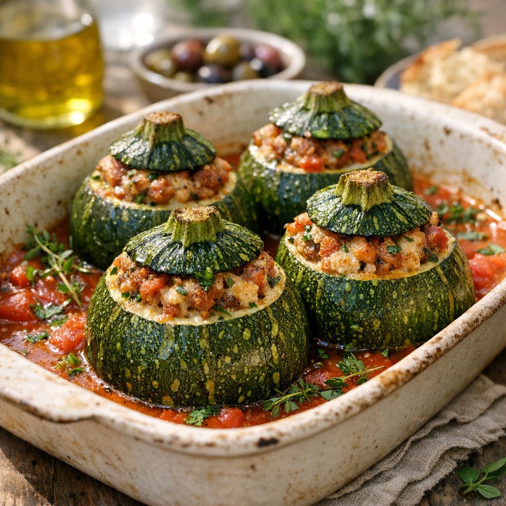 Les courgettes rondes farcies à l’Italienne : la recette facile