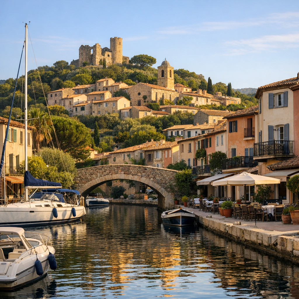 Grimaud dans le Var réunit village, château et Port Grimaud