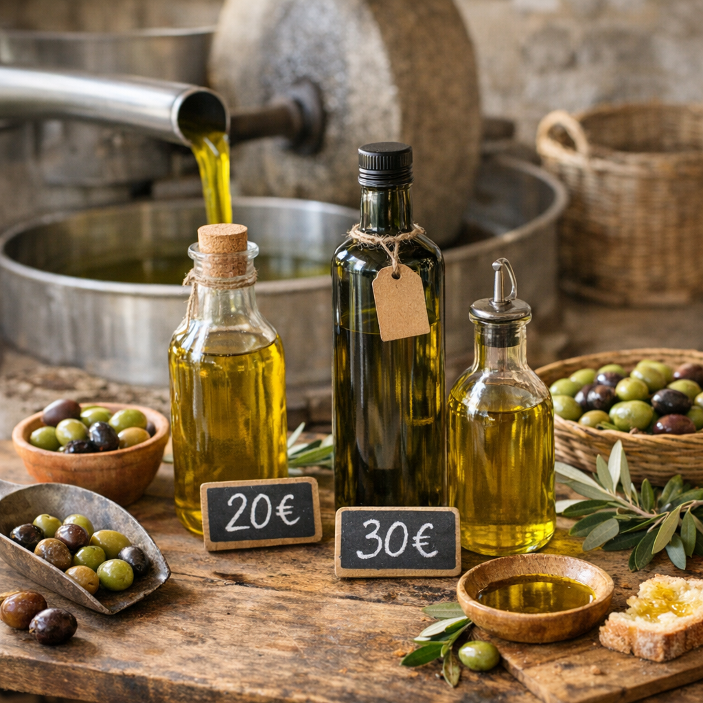 Prix de l’huile d’olive de Provence au moulin&nbsp;: repères au litre et pièges à éviter