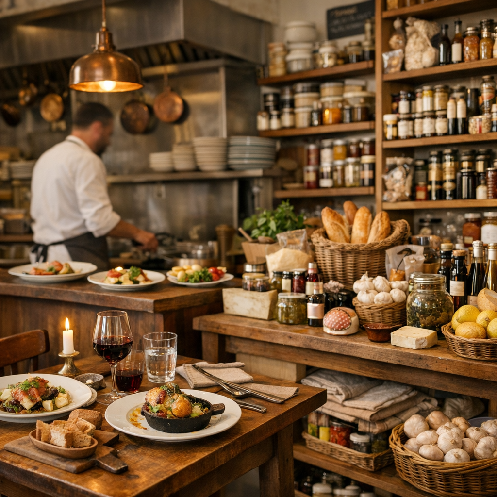 Une cuisine traditionnelle revisitée, entre table et épicerie