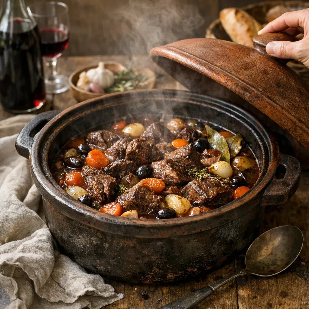 2. La daube provençale : une recette de ragoût qui se juge à la cuisson et au récipient