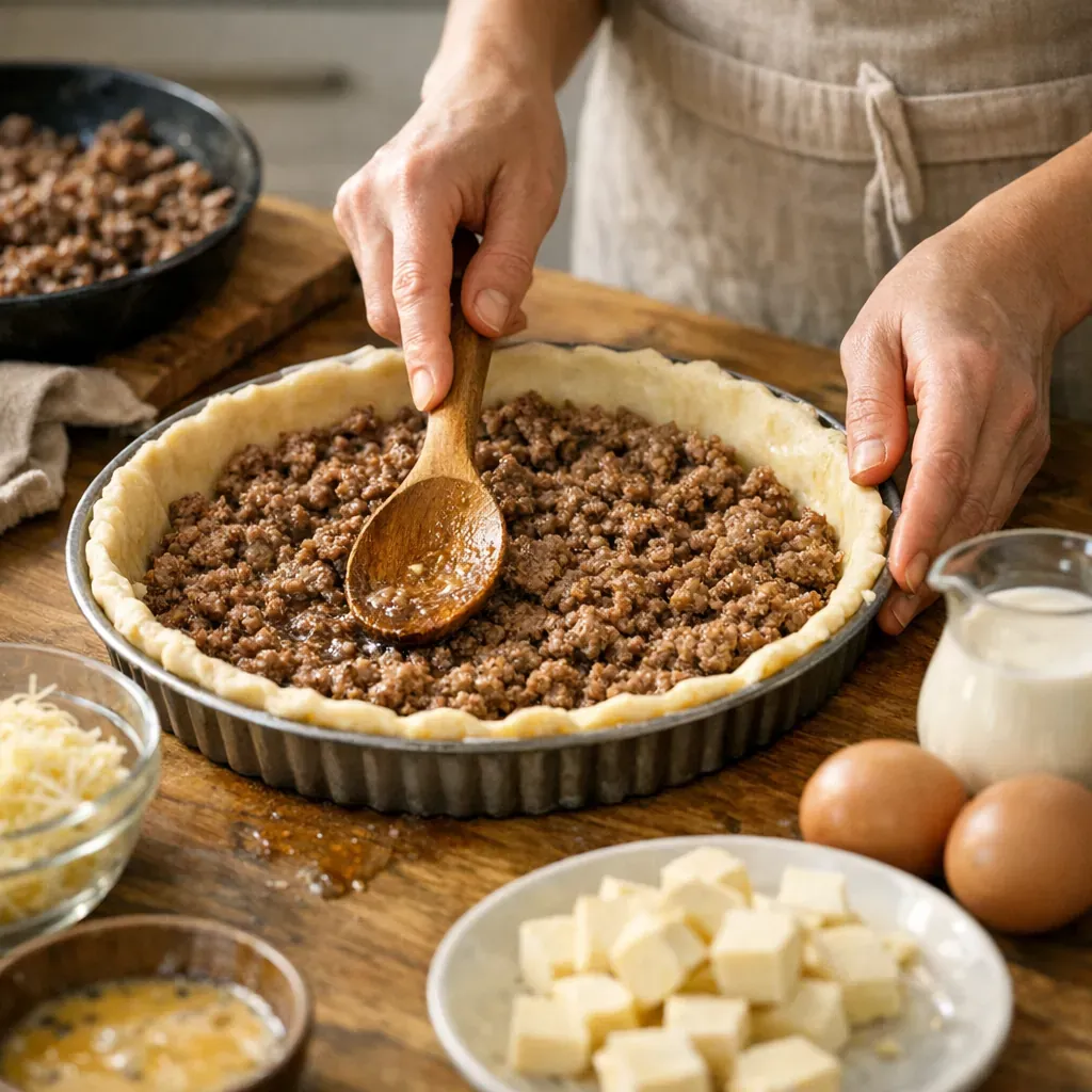 Préparation : le geste clé pour éviter une quiche à la viande hachée détrempée