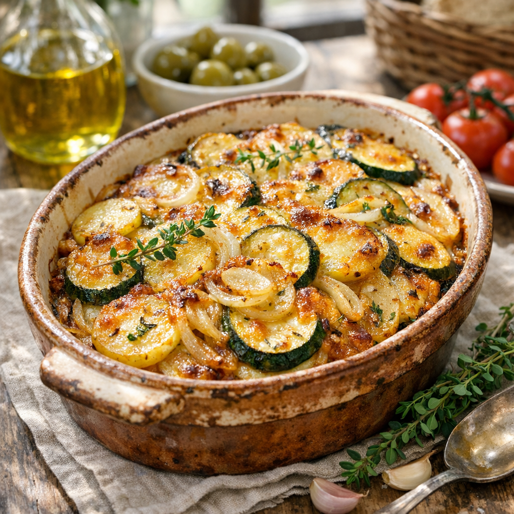 Ce gratin de courgettes et pommes de terre au four reste fondant