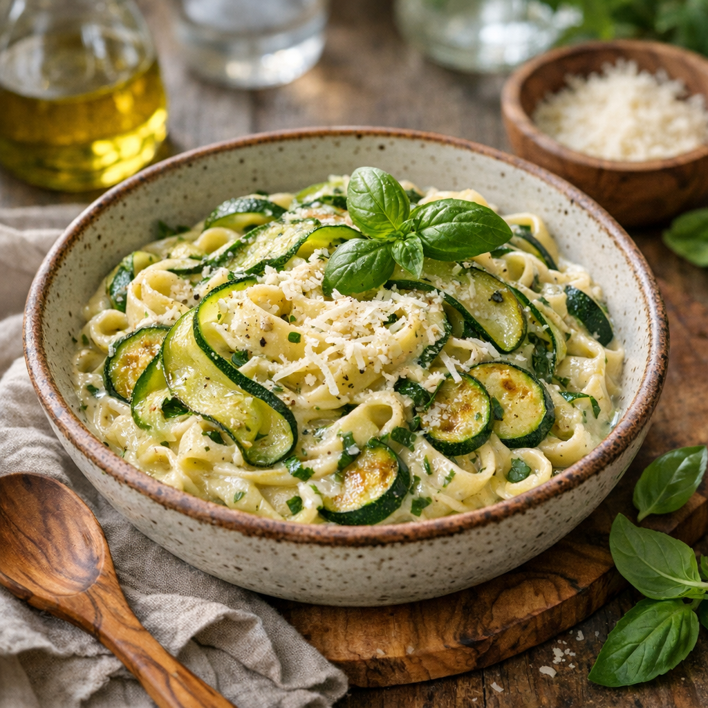 Ces pâtes aux courgettes restent crémeuses sans lourdeur
