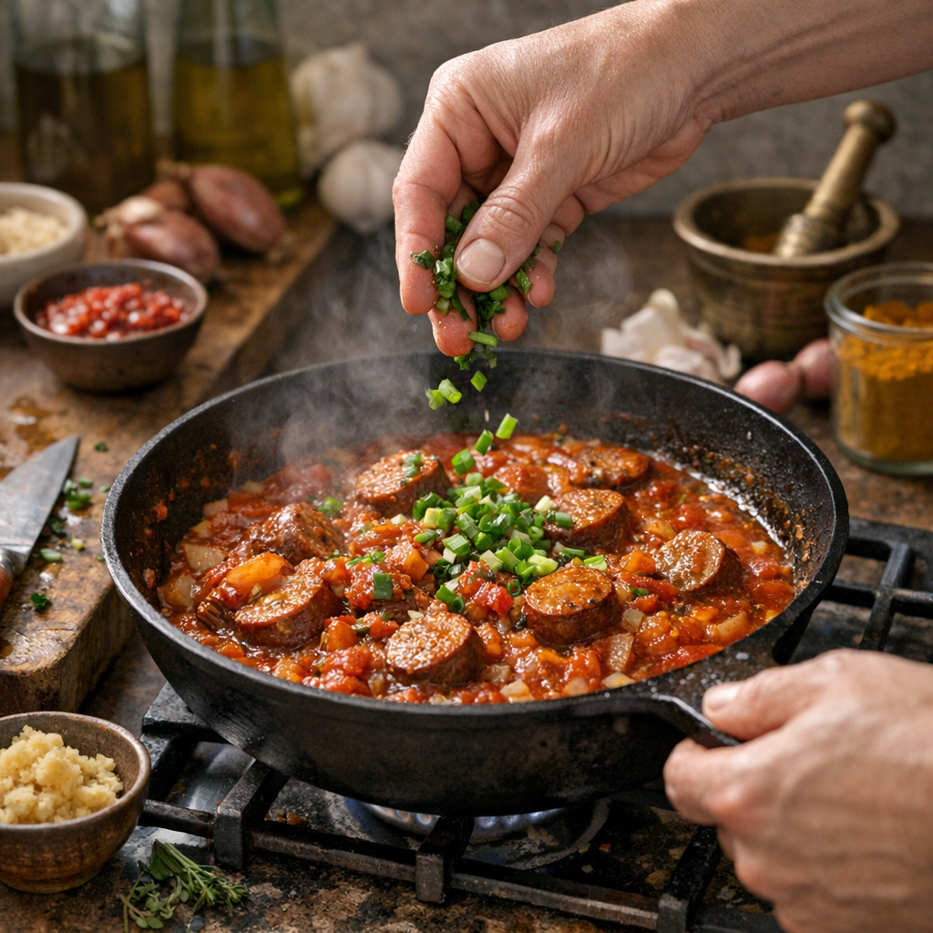 Préparation&nbsp; : les gestes qui font un rougail saucisses net, lié et parfumé