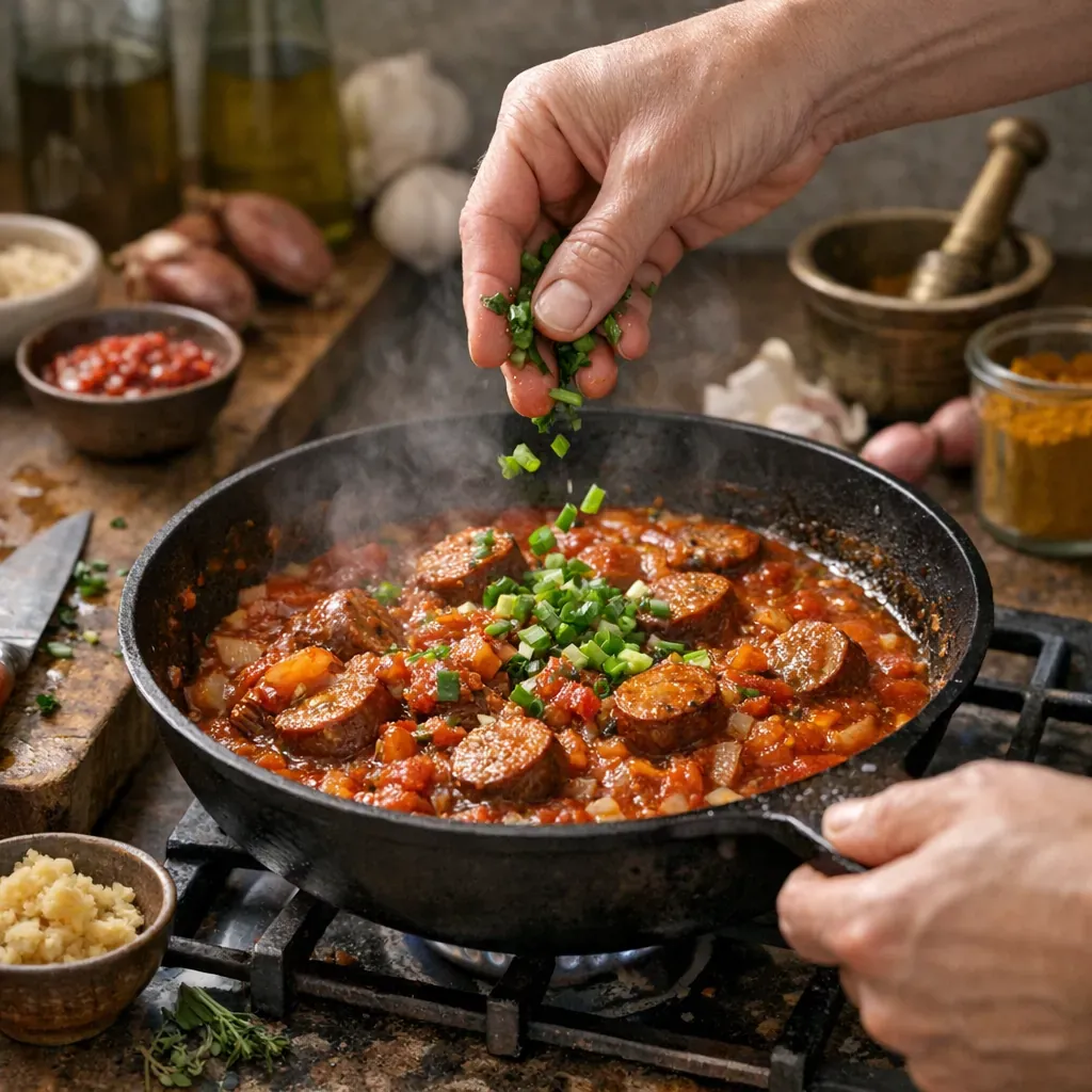Préparation&nbsp; : les gestes qui font un rougail saucisses net, lié et parfumé