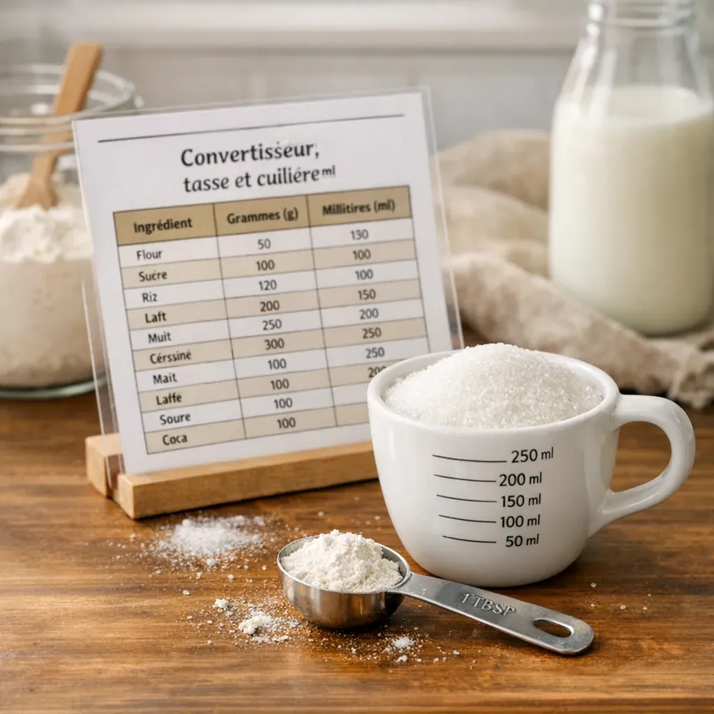 Convertisseur, tasse et cuillère : mesurer sans balance