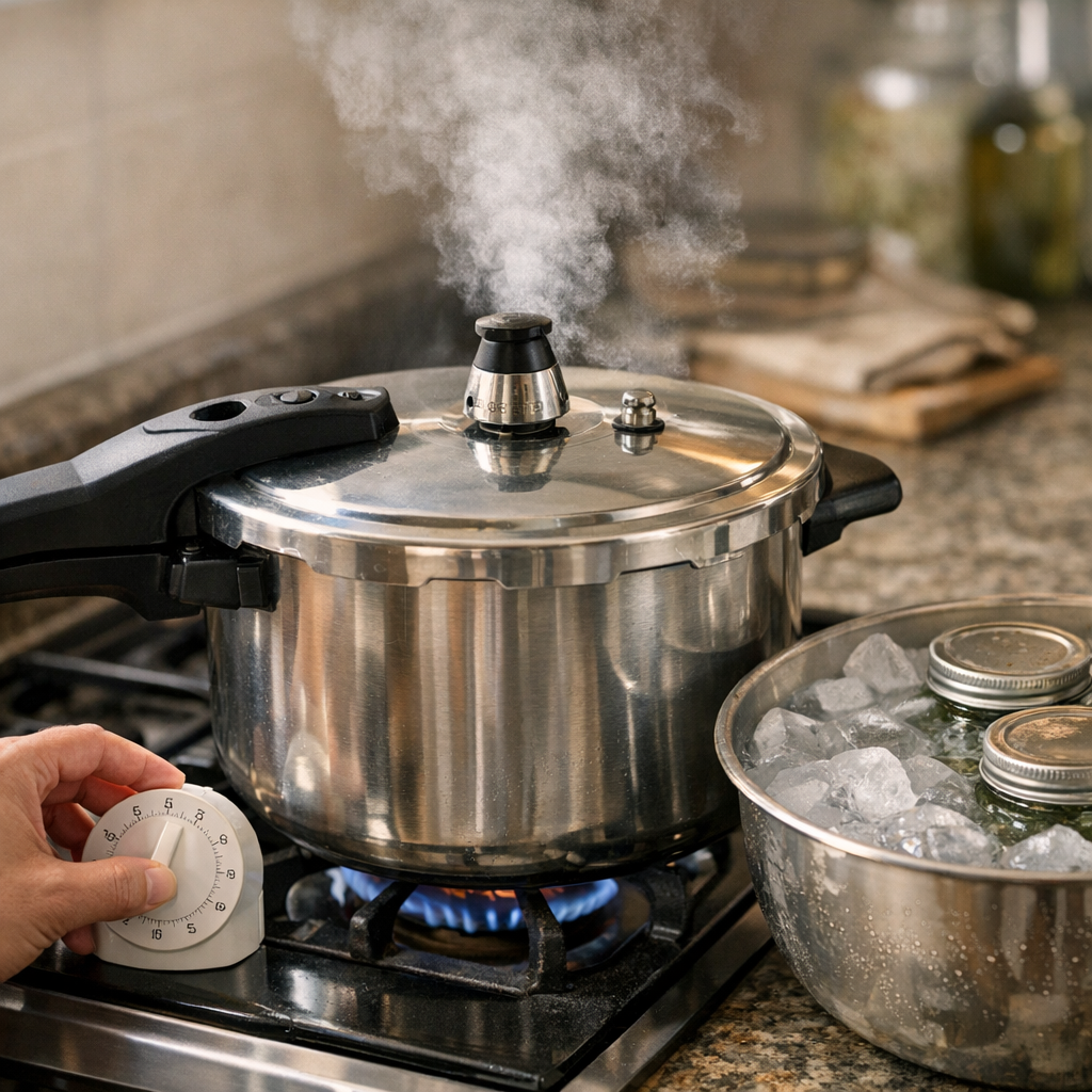 Quand lancer le minuteur&nbsp;: pression stable, soupape et refroidissement naturel