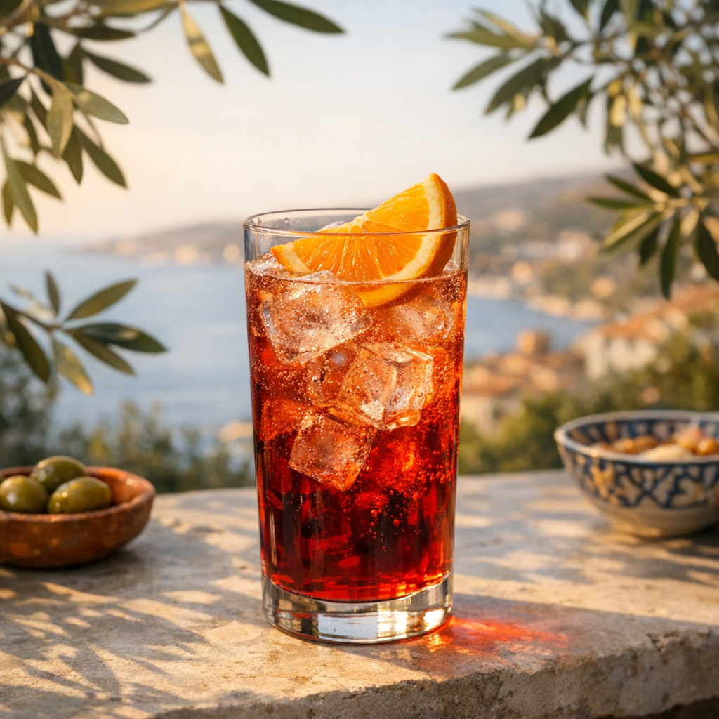 Le véritable Americano se prépare au verre, sans shaker
