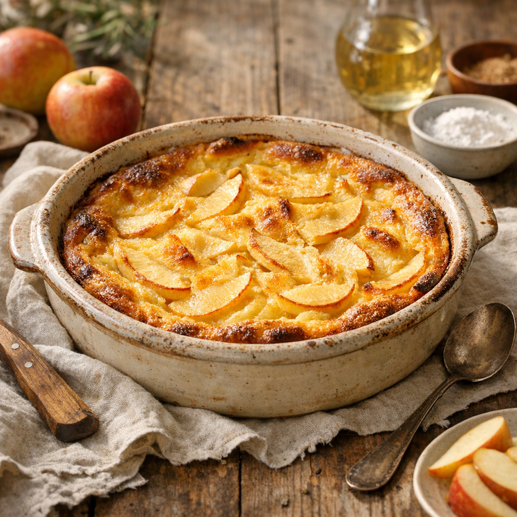 La véritable Flognarde aux pommes se prépare au geste près